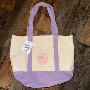 Lavender Trim Canvas Tote Bag large